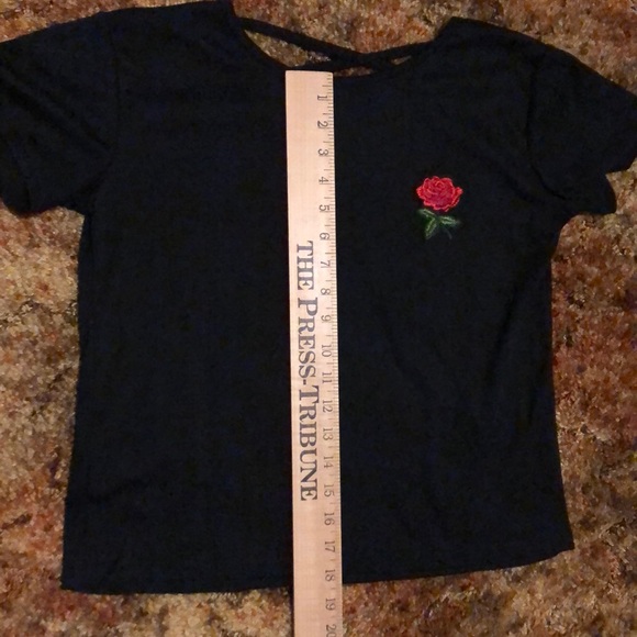 Shein Black Rose Crop Top - Picture 5 of 5